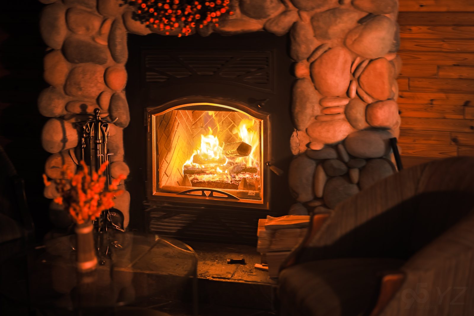 Corner Second Floor Suite fireplace